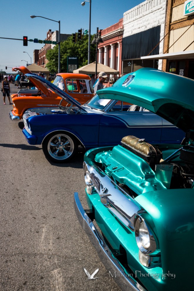 Cars and trucks from the 50's and 60's lined Bristow's Main Street...